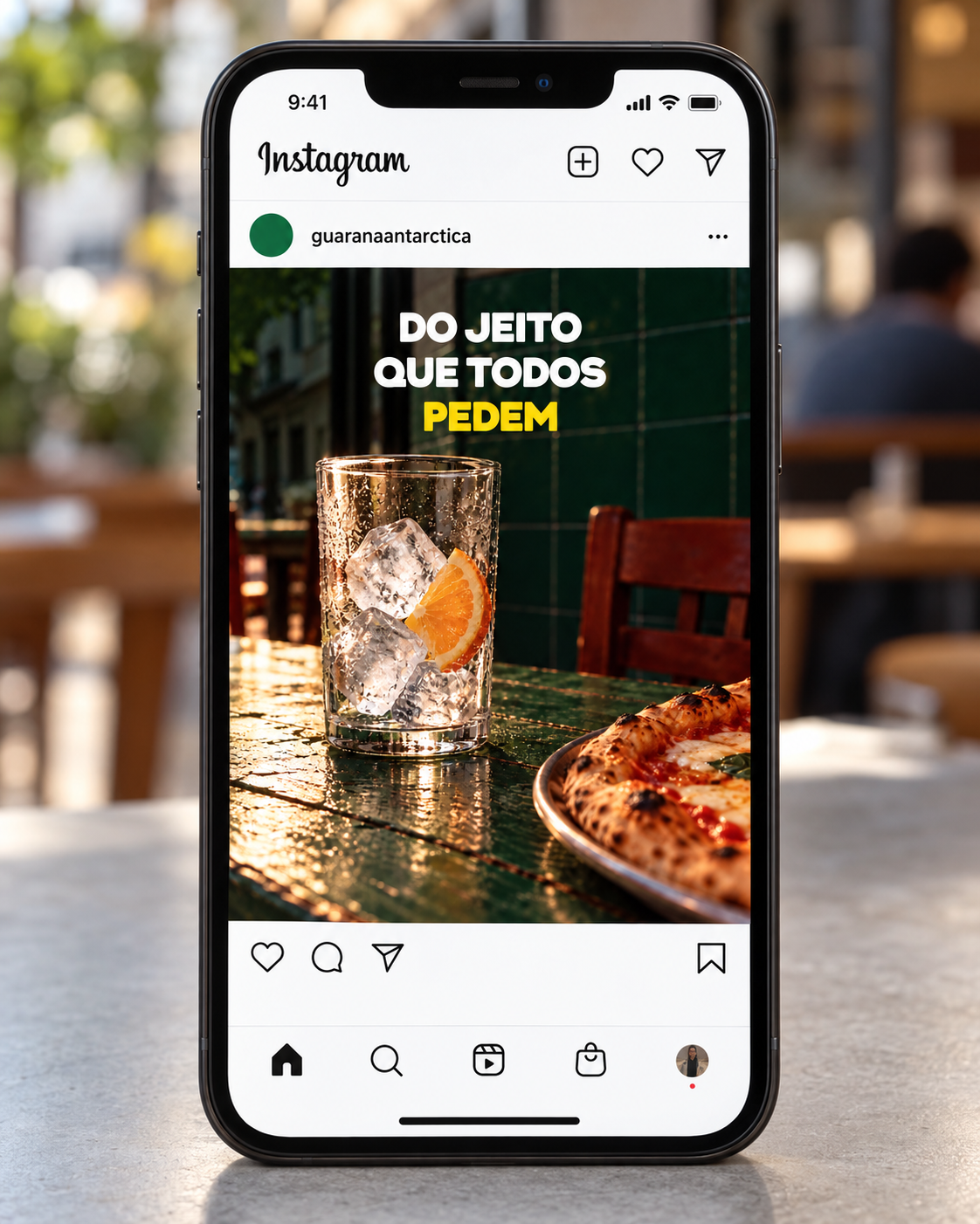 Estudo do post da pizzaria no feed do Instagram.