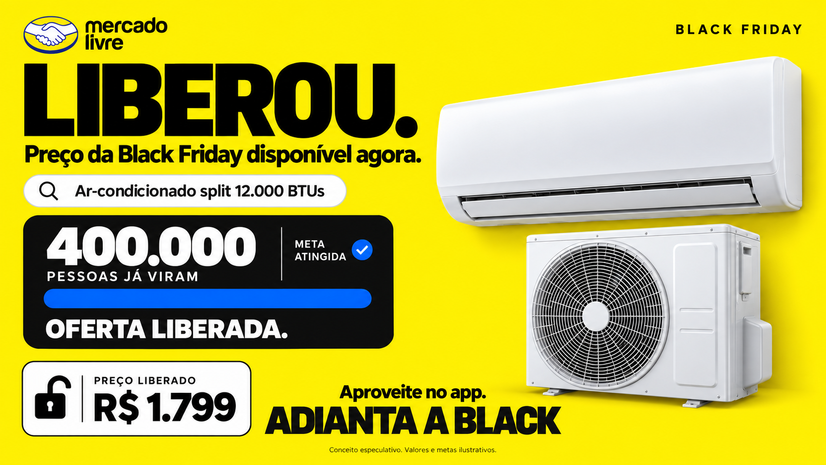 Quadro de referência de vídeo com ar-condicionado e oferta liberada após a meta.
