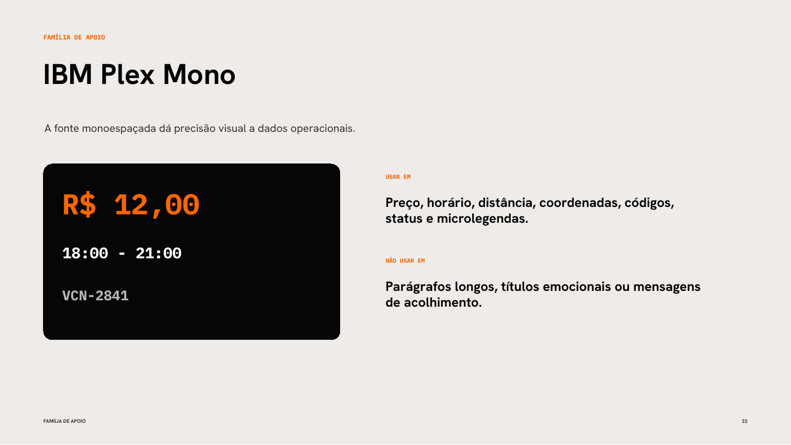 Amostra original de IBM Plex Mono para preço, horário e código